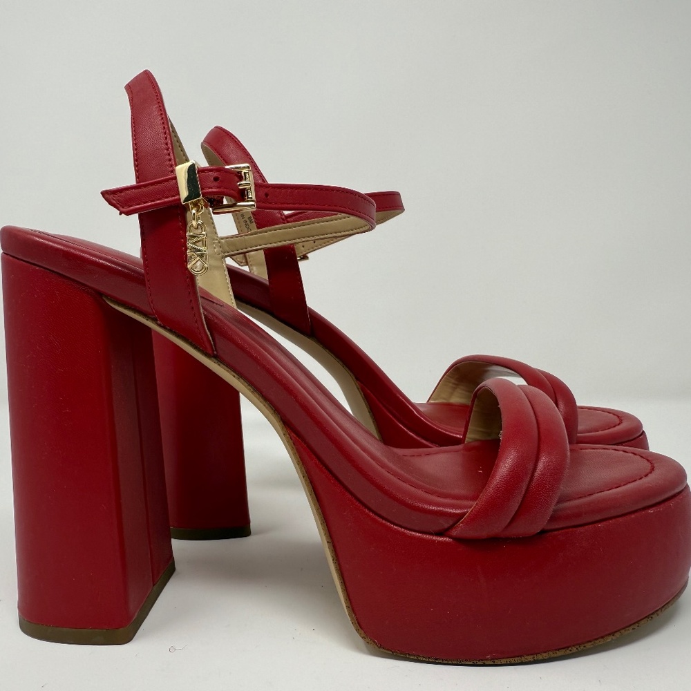 Michael Kors red leather platform heel